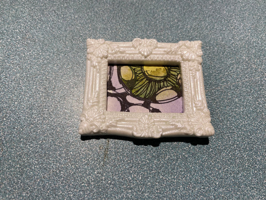 Green/Yellow/Purple Abstract with white frame by Dominique LaVoie