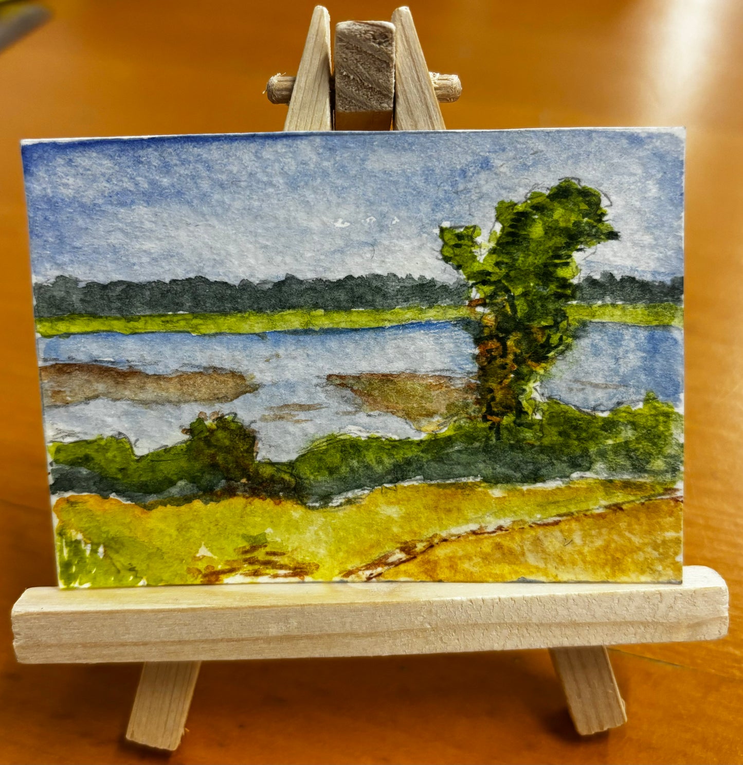 Mini Plein Air Watercolor on Easel