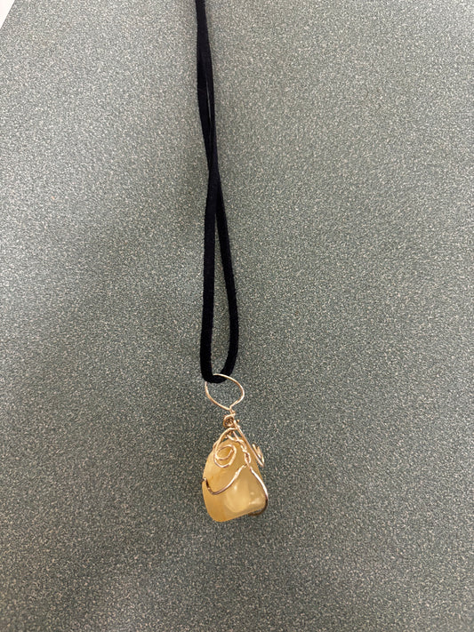 Silver wrapped crystal stone necklace - Sandra Nestlerode-Hale