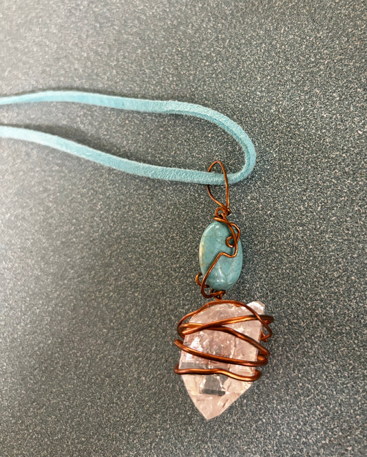 Crystal and turquoise stone necklace - Sandra Nestlerode-Hale