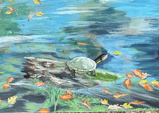 Elizabeth Saucier - Turtle on Autumn Pond