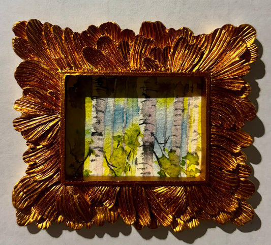 Gold frame of white birch with stand - Dominique LaVoie