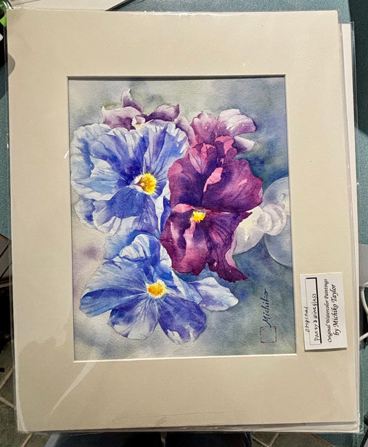 Original Pansy and Wineglass - Michiko Taylor