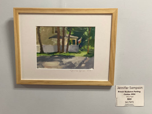 "Brewer Bookstore Parking, Canton, 2024" Oil Painting by Jennifer Sampson