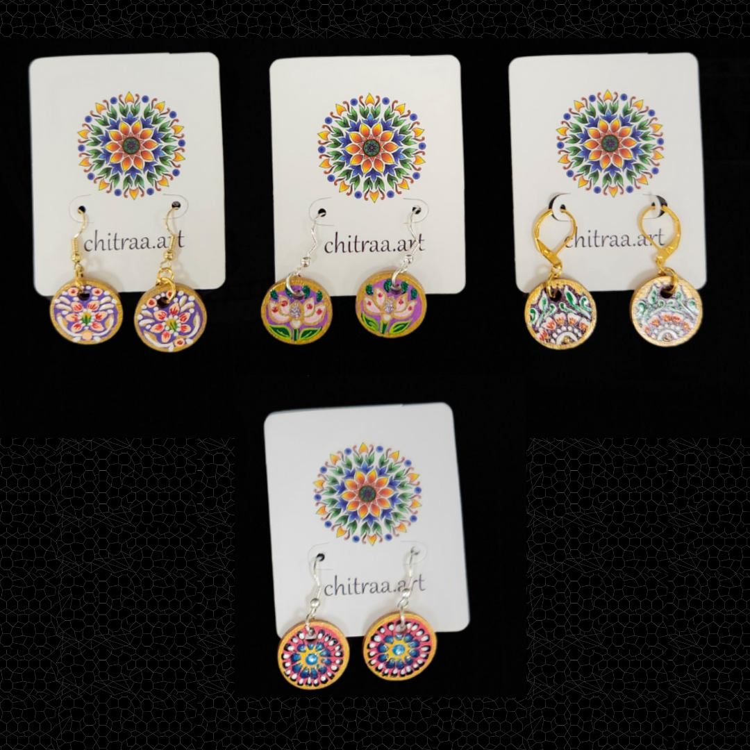 Painted Wood Earrings - Shubha Banavar