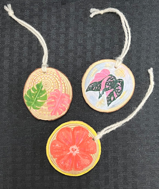 Floral Painted Wood Ornament - Mikayla Quinn